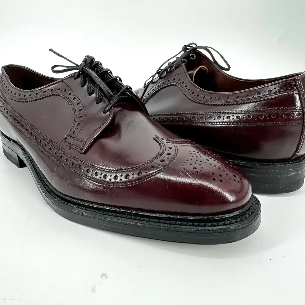 Foot-So-Port Mens Oxblood Wing Tip Leather Dress Shoes Size 10.5 Preowned